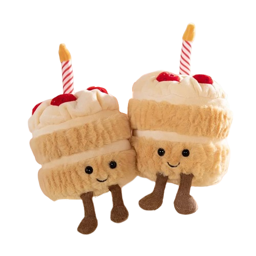 Strawberry Cake Plush Toy with Candle - Cute Cake Gift for Kids