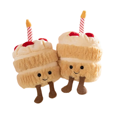 Strawberry Cake Plush Toy with Candle - Cute Cake Gift for Kids