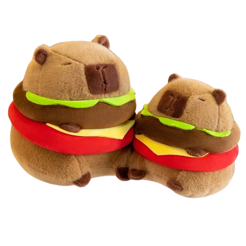 Hamburger Capybara Plush - Soft, cute, and perfect as a toy or room decoration. A fun gift for any occasion!