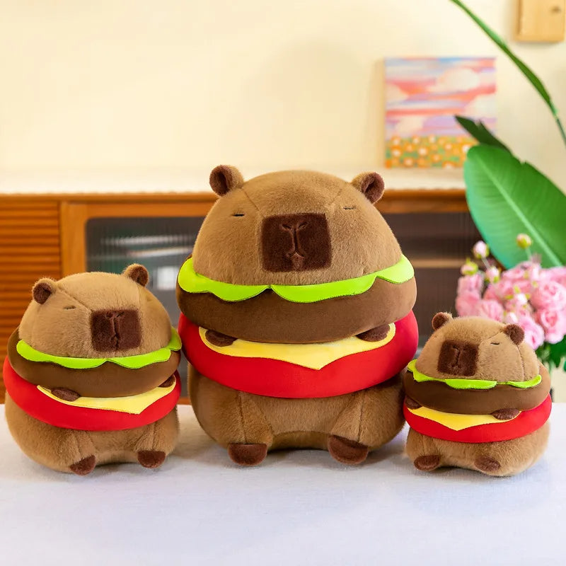 Hamburger Capybara Plush - Soft, cute, and perfect as a toy or room decoration. A fun gift for any occasion!