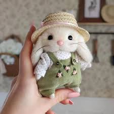 14CM Cute Gardener Bunny Plush Doll